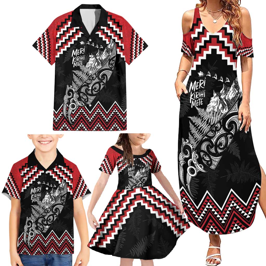 New Zealand Christmas Taniko Poutama Family Matching Summer Maxi Dress and Hawaiian Shirt Mountainscape Maori Fern - Aussie Hoodie