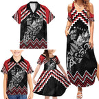 New Zealand Christmas Taniko Poutama Family Matching Summer Maxi Dress and Hawaiian Shirt Mountainscape Maori Fern - Aussie Hoodie