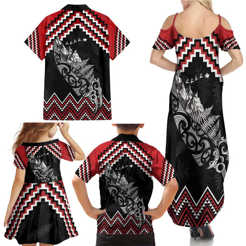 New Zealand Christmas Taniko Poutama Family Matching Summer Maxi Dress and Hawaiian Shirt Mountainscape Maori Fern - Aussie Hoodie