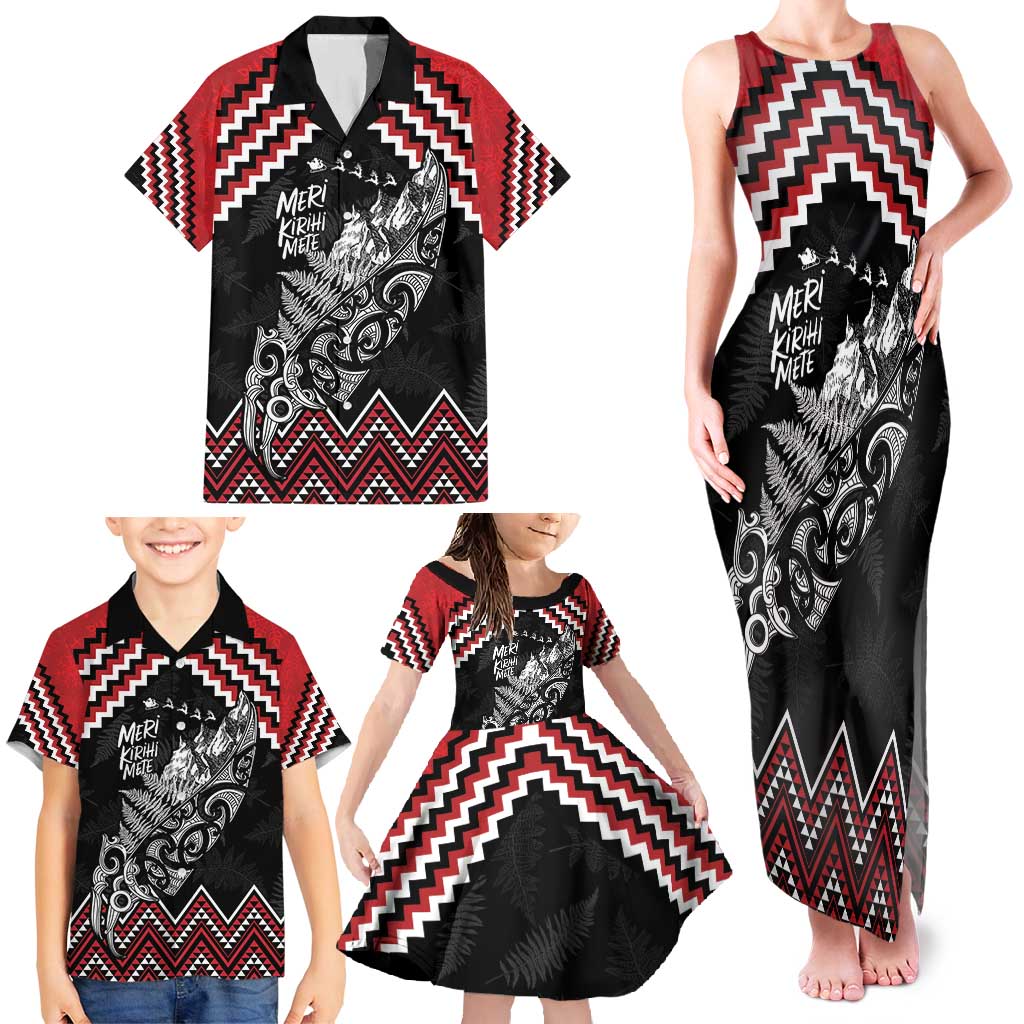 New Zealand Christmas Taniko Poutama Family Matching Tank Maxi Dress and Hawaiian Shirt Mountainscape Maori Fern - Aussie Hoodie
