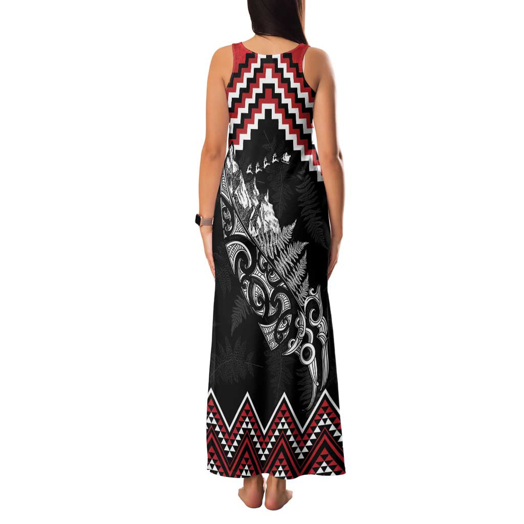 New Zealand Christmas Taniko Poutama Family Matching Tank Maxi Dress and Hawaiian Shirt Mountainscape Maori Fern - Aussie Hoodie