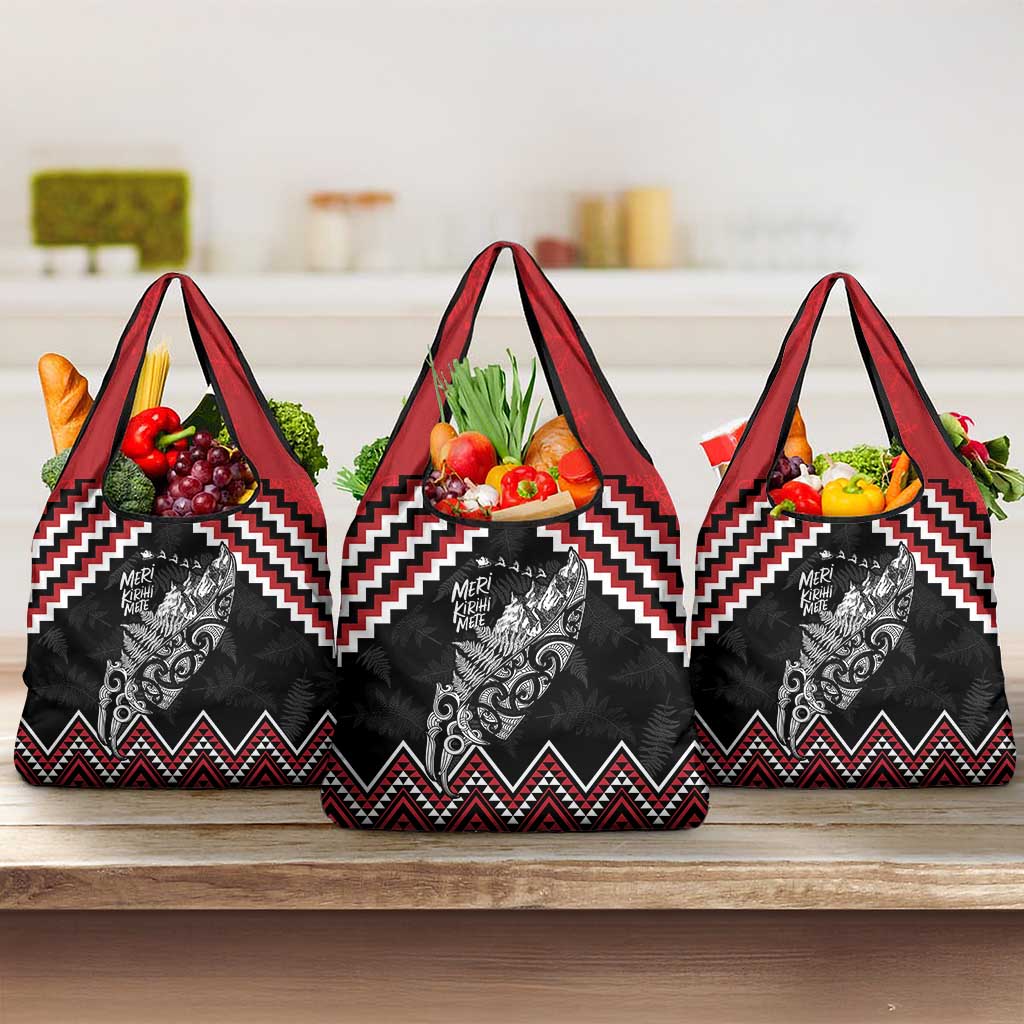 New Zealand Christmas Taniko Poutama Grocery Bag Mountainscape Maori Fern - Aussie Hoodie