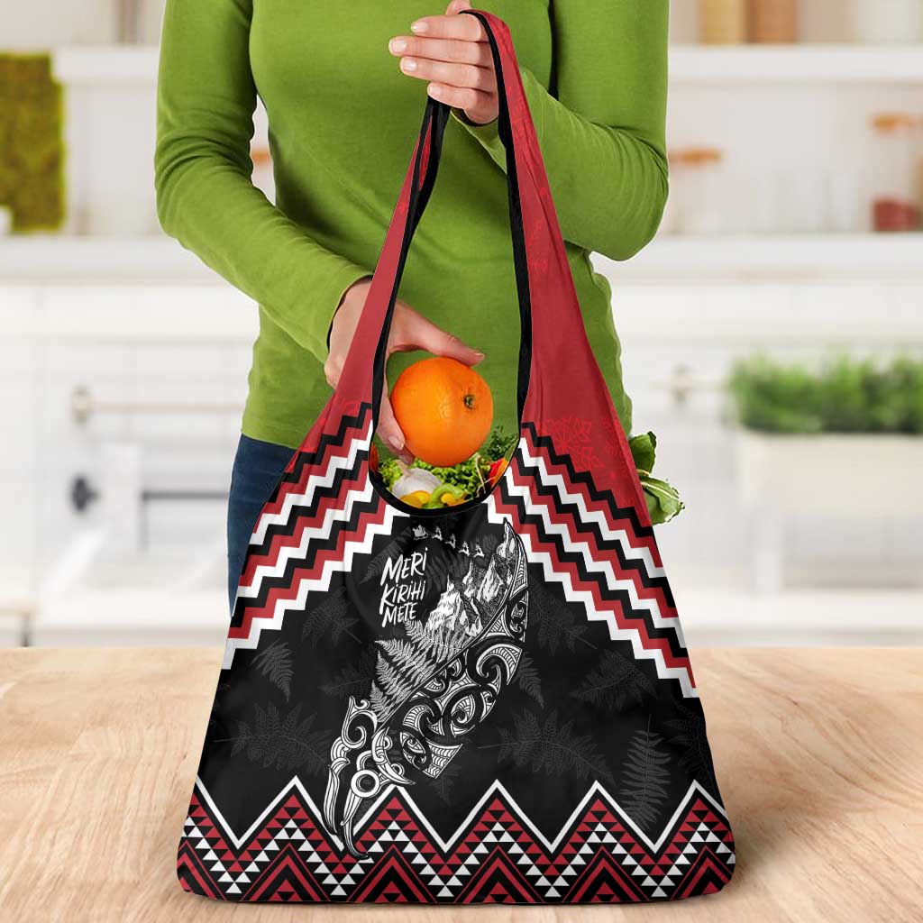 New Zealand Christmas Taniko Poutama Grocery Bag Mountainscape Maori Fern - Aussie Hoodie