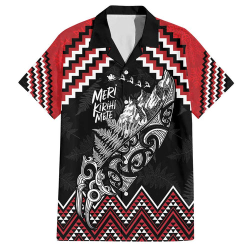 New Zealand Christmas Taniko Poutama Hawaiian Shirt Mountainscape Maori Fern - Aussie Hoodie