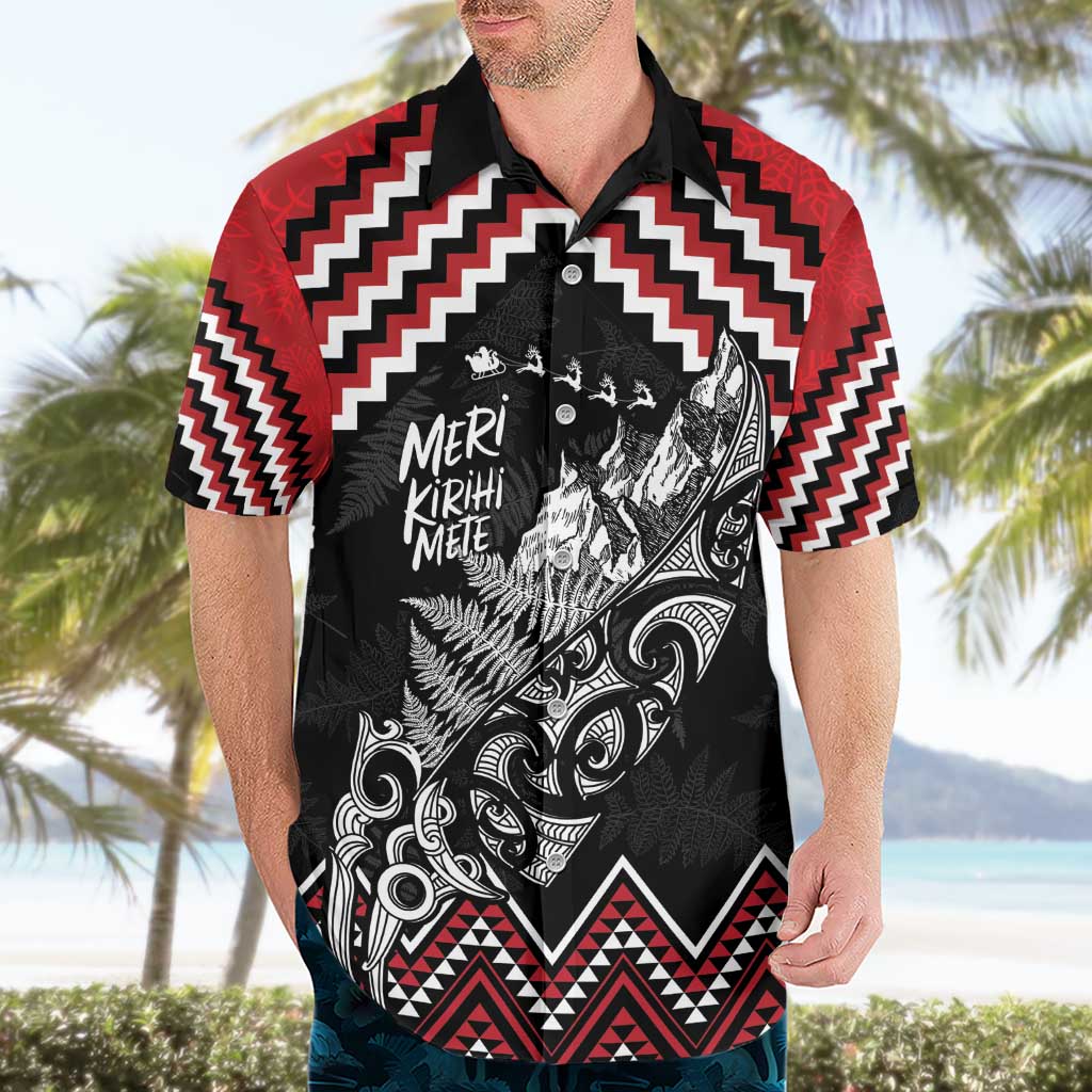 New Zealand Christmas Taniko Poutama Hawaiian Shirt Mountainscape Maori Fern - Aussie Hoodie