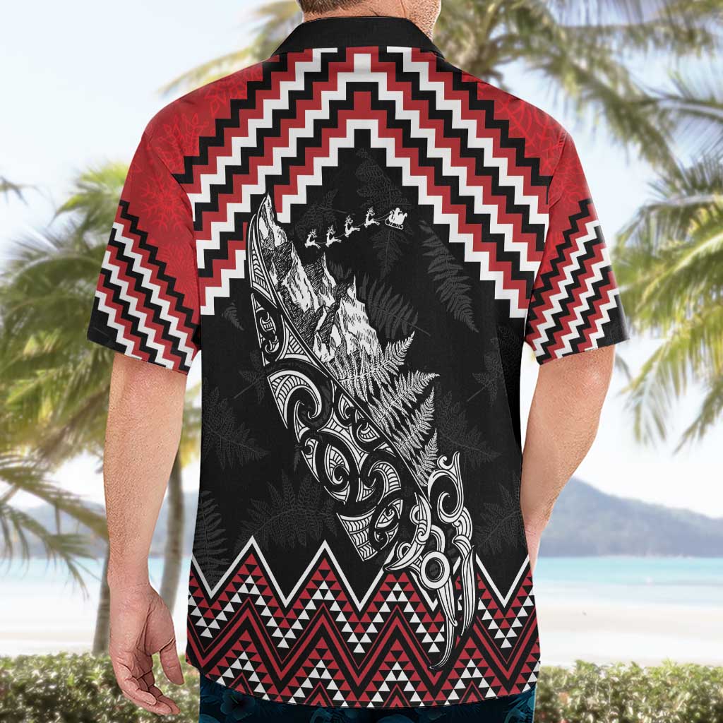 New Zealand Christmas Taniko Poutama Hawaiian Shirt Mountainscape Maori Fern - Aussie Hoodie