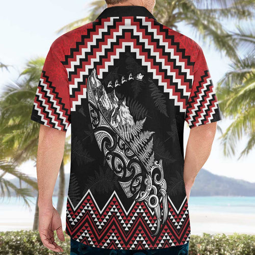 New Zealand Christmas Taniko Poutama Hawaiian Shirt Mountainscape Maori Fern - Aussie Hoodie