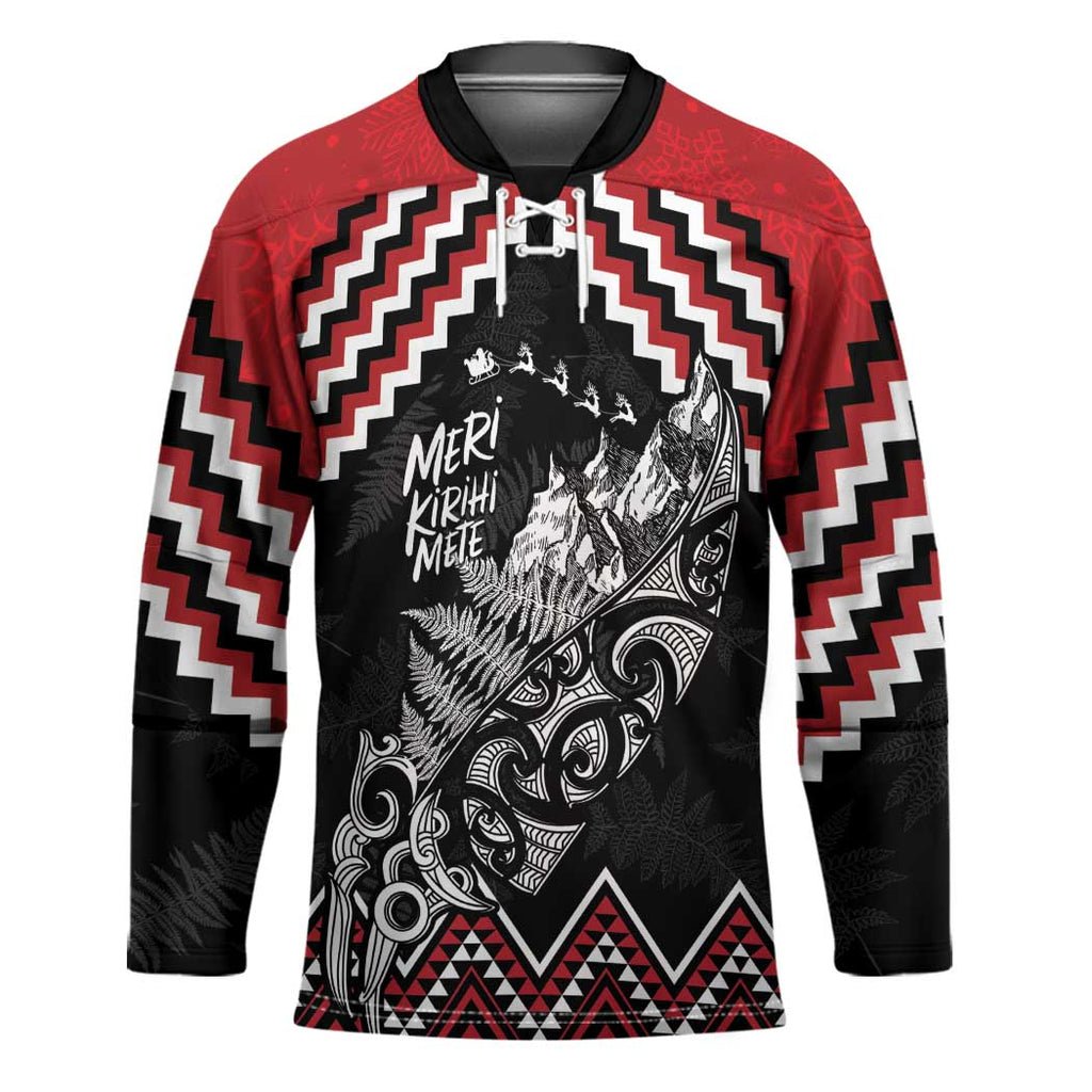 New Zealand Christmas Taniko Poutama Hockey Jersey Mountainscape Maori Fern - Aussie Hoodie