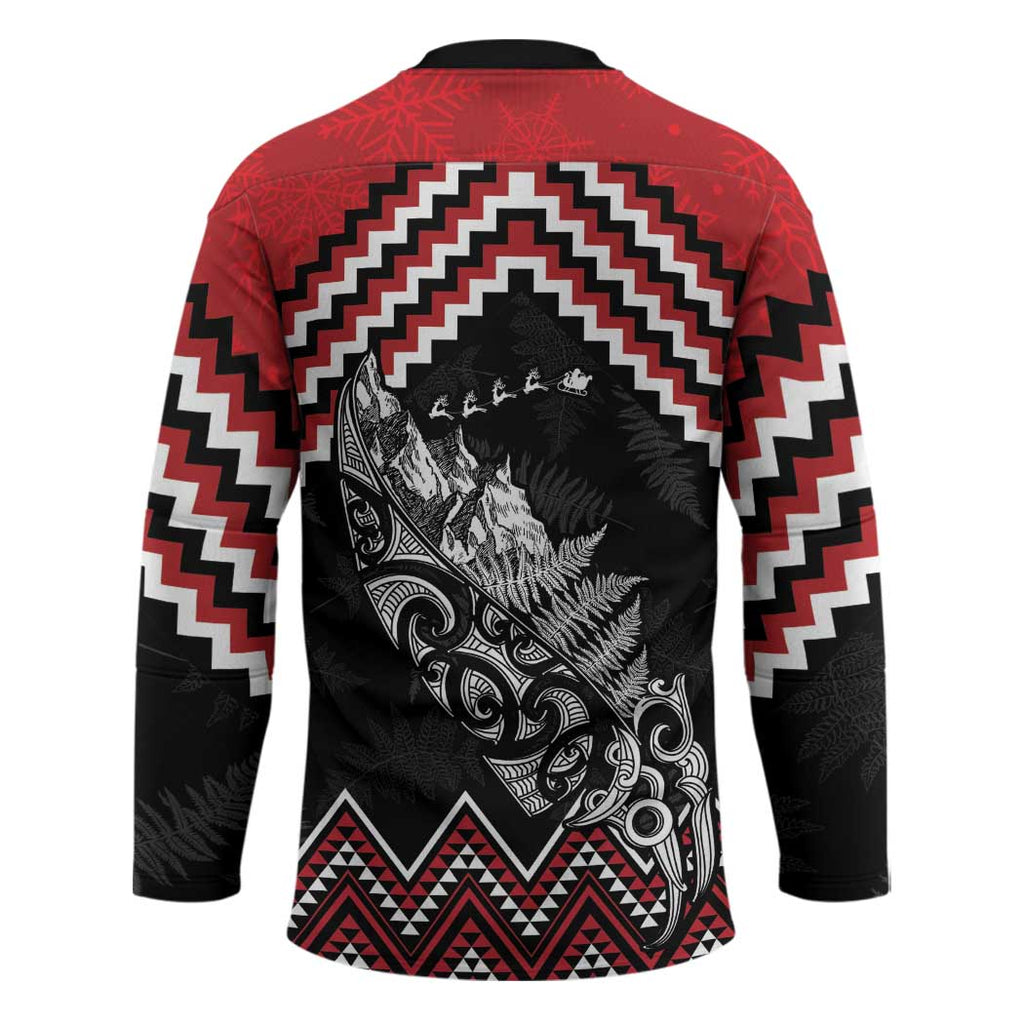 New Zealand Christmas Taniko Poutama Hockey Jersey Mountainscape Maori Fern - Aussie Hoodie