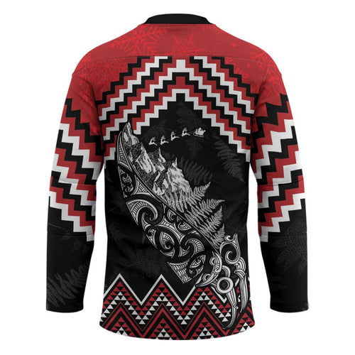 New Zealand Christmas Taniko Poutama Hockey Jersey Mountainscape Maori Fern - Aussie Hoodie