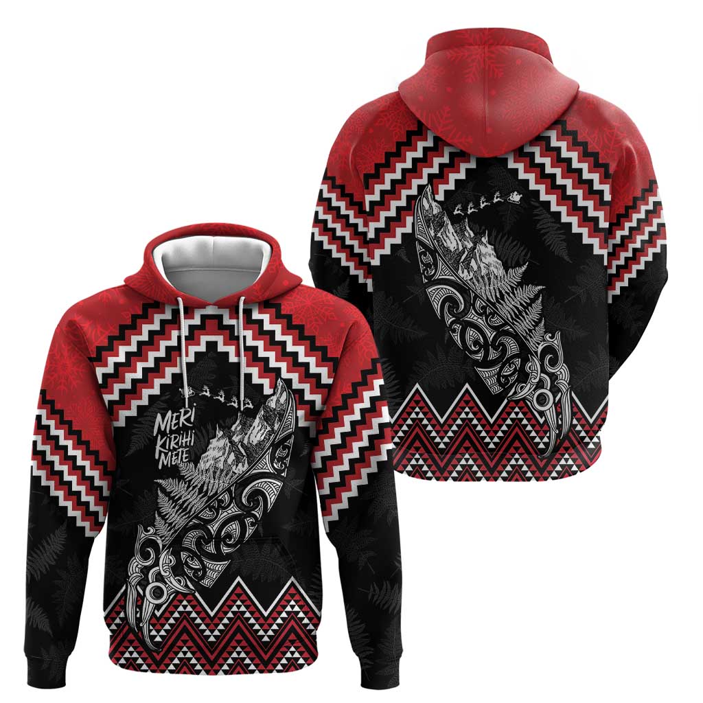 New Zealand Christmas Taniko Poutama Hoodie Mountainscape Maori Fern - Aussie Hoodie