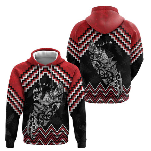 New Zealand Christmas Taniko Poutama Hoodie Mountainscape Maori Fern - Aussie Hoodie