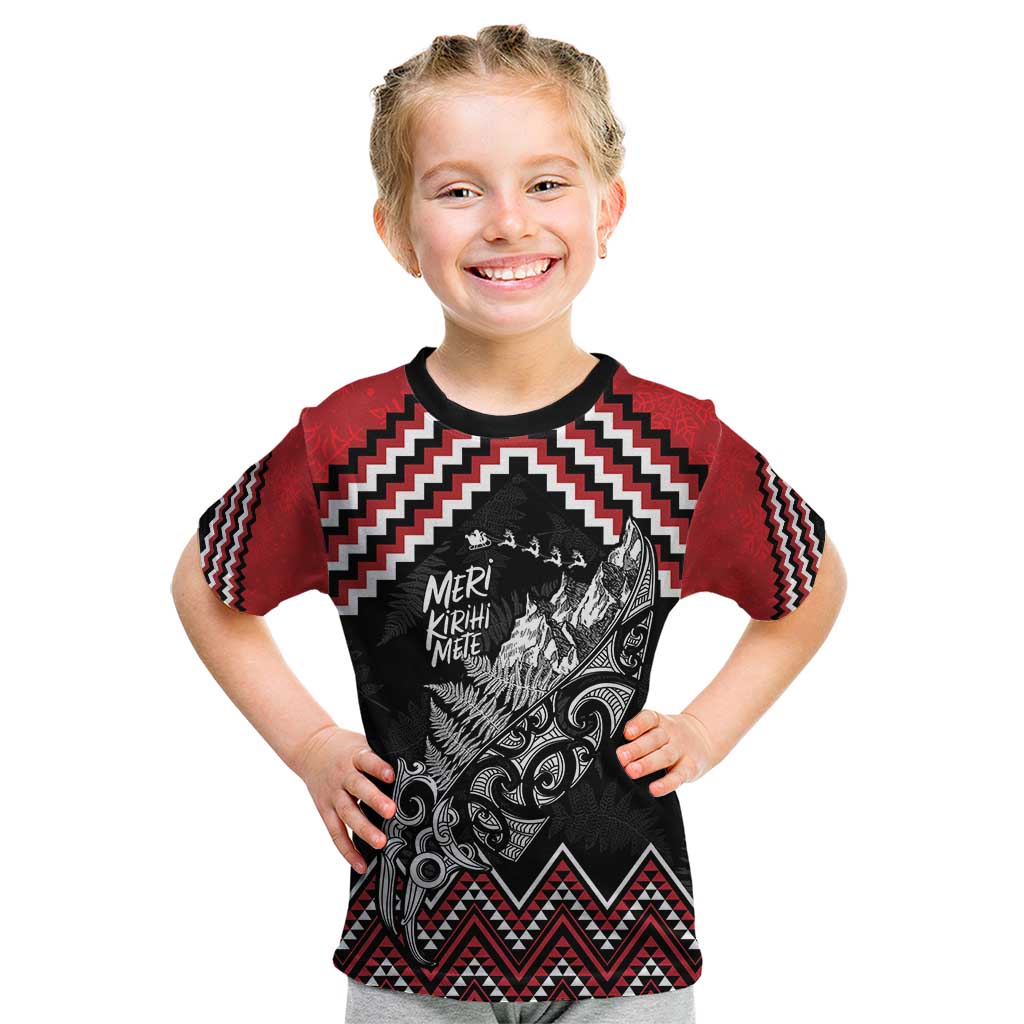 New Zealand Christmas Taniko Poutama Kid T Shirt Mountainscape Maori Fern - Aussie Hoodie