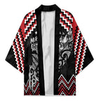 New Zealand Christmas Taniko Poutama Kimono Mountainscape Maori Fern - Aussie Hoodie