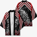 New Zealand Christmas Taniko Poutama Kimono Mountainscape Maori Fern - Aussie Hoodie