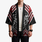 New Zealand Christmas Taniko Poutama Kimono Mountainscape Maori Fern - Aussie Hoodie