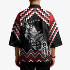 New Zealand Christmas Taniko Poutama Kimono Mountainscape Maori Fern - Aussie Hoodie