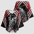 New Zealand Christmas Taniko Poutama Kimono Sleeve Blouse Mountainscape Maori Fern - Aussie Hoodie
