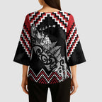 New Zealand Christmas Taniko Poutama Kimono Sleeve Blouse Mountainscape Maori Fern - Aussie Hoodie