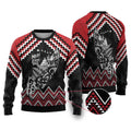 New Zealand Christmas Taniko Poutama Ugly Christmas Sweater Mountainscape Maori Fern - Aussie Hoodie