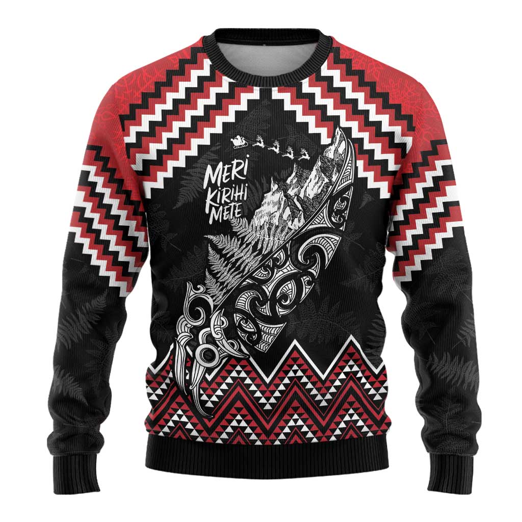 New Zealand Christmas Taniko Poutama Ugly Christmas Sweater Mountainscape Maori Fern - Aussie Hoodie