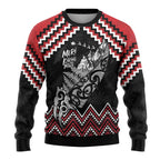 New Zealand Christmas Taniko Poutama Ugly Christmas Sweater Mountainscape Maori Fern - Aussie Hoodie