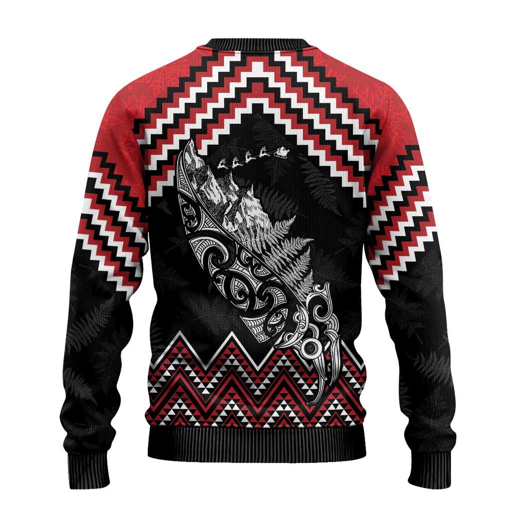 New Zealand Christmas Taniko Poutama Ugly Christmas Sweater Mountainscape Maori Fern - Aussie Hoodie