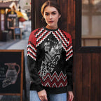 New Zealand Christmas Taniko Poutama Ugly Christmas Sweater Mountainscape Maori Fern - Aussie Hoodie