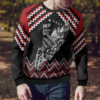New Zealand Christmas Taniko Poutama Ugly Christmas Sweater Mountainscape Maori Fern - Aussie Hoodie