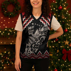 New Zealand Christmas Taniko Poutama Christmas Knitted V-Neck Vest Mountainscape Maori Fern - Aussie Hoodie