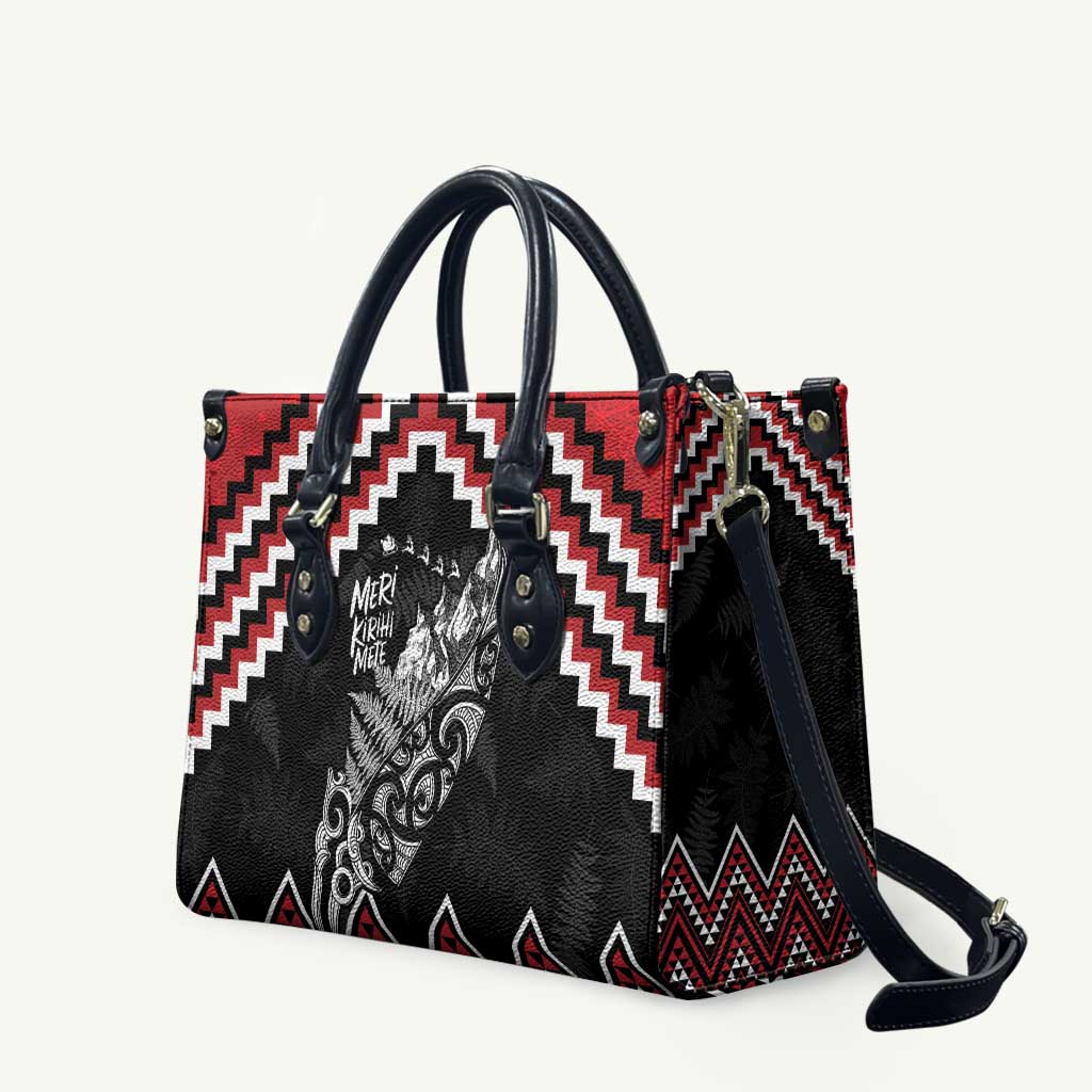 New Zealand Christmas Taniko Poutama Leather Bag Mountainscape Maori Fern - Aussie Hoodie