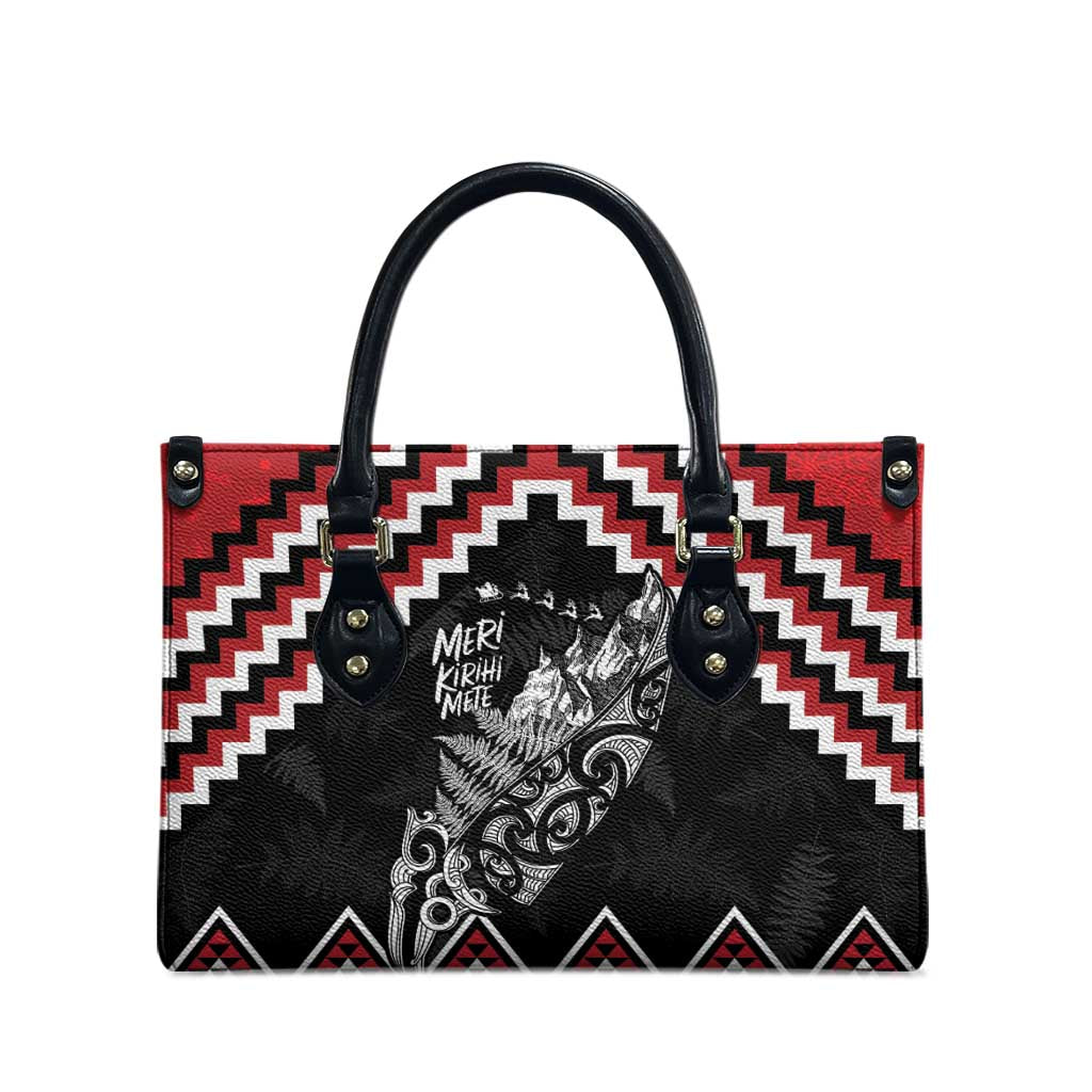 New Zealand Christmas Taniko Poutama Leather Bag Mountainscape Maori Fern - Aussie Hoodie