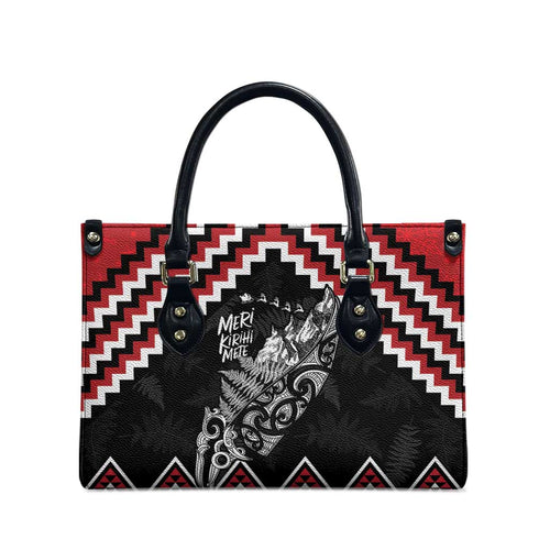 New Zealand Christmas Taniko Poutama Leather Bag Mountainscape Maori Fern - Aussie Hoodie