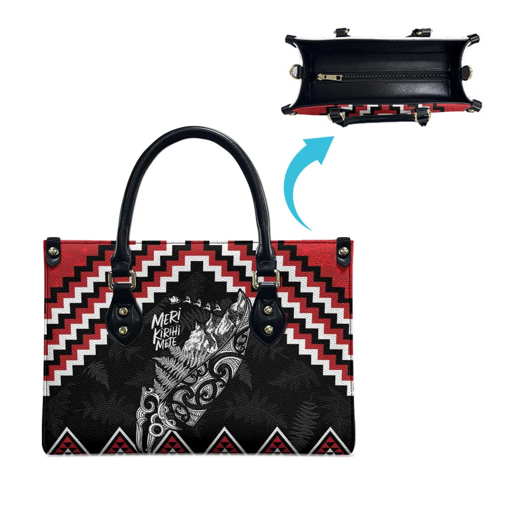 New Zealand Christmas Taniko Poutama Leather Bag Mountainscape Maori Fern - Aussie Hoodie