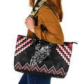 New Zealand Christmas Taniko Poutama Leather Tote Bag Mountainscape Maori Fern - Aussie Hoodie