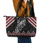 New Zealand Christmas Taniko Poutama Leather Tote Bag Mountainscape Maori Fern - Aussie Hoodie