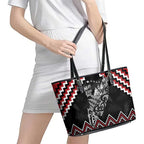 New Zealand Christmas Taniko Poutama Leather Tote Bag Mountainscape Maori Fern - Aussie Hoodie