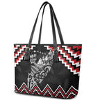 New Zealand Christmas Taniko Poutama Leather Tote Bag Mountainscape Maori Fern - Aussie Hoodie