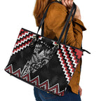 New Zealand Christmas Taniko Poutama Leather Tote Bag Mountainscape Maori Fern - Aussie Hoodie