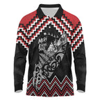 New Zealand Christmas Taniko Poutama Long Sleeve Polo Shirt Mountainscape Maori Fern - Aussie Hoodie