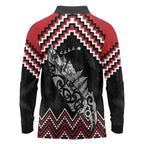 New Zealand Christmas Taniko Poutama Long Sleeve Polo Shirt Mountainscape Maori Fern - Aussie Hoodie