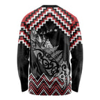New Zealand Christmas Taniko Poutama Long Sleeve Shirt Mountainscape Maori Fern - Aussie Hoodie