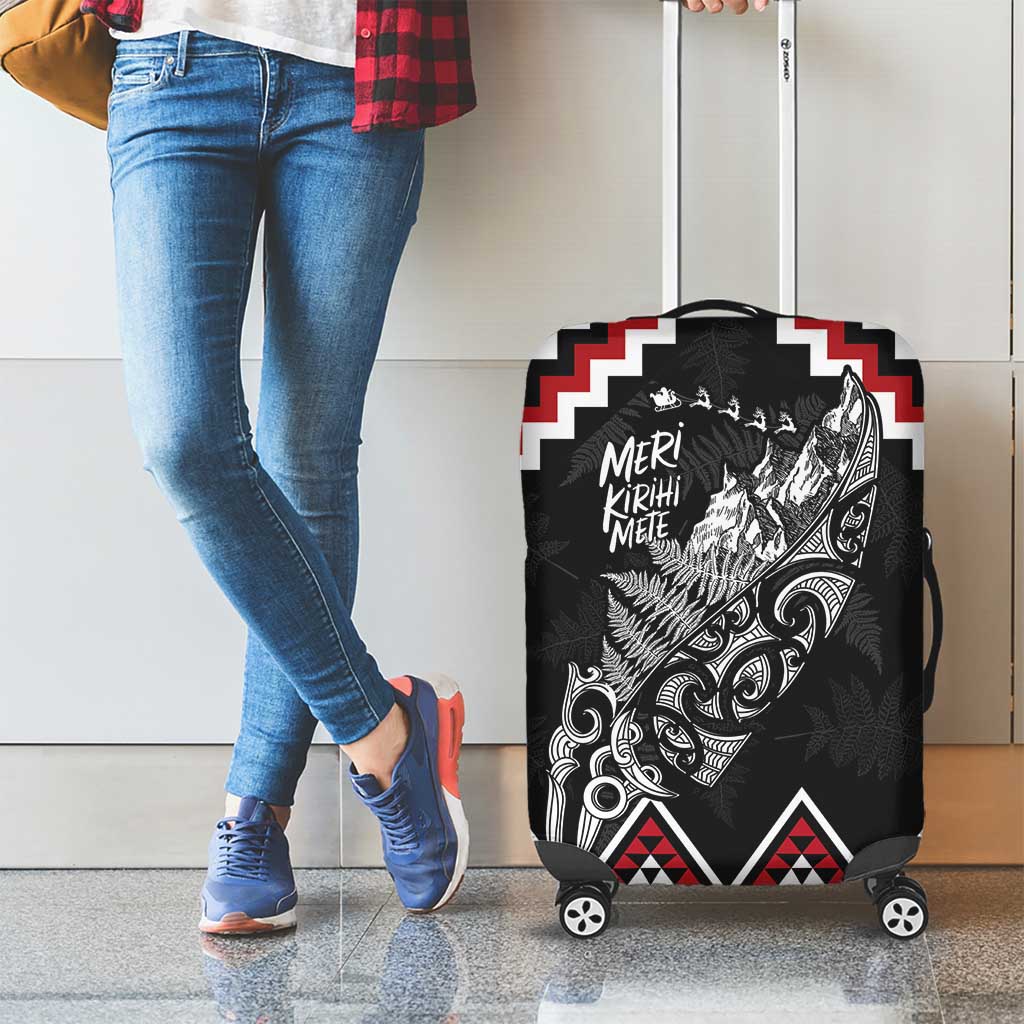 New Zealand Christmas Taniko Poutama Luggage Cover Mountainscape Maori Fern - Aussie Hoodie