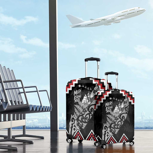 New Zealand Christmas Taniko Poutama Luggage Cover Mountainscape Maori Fern - Aussie Hoodie