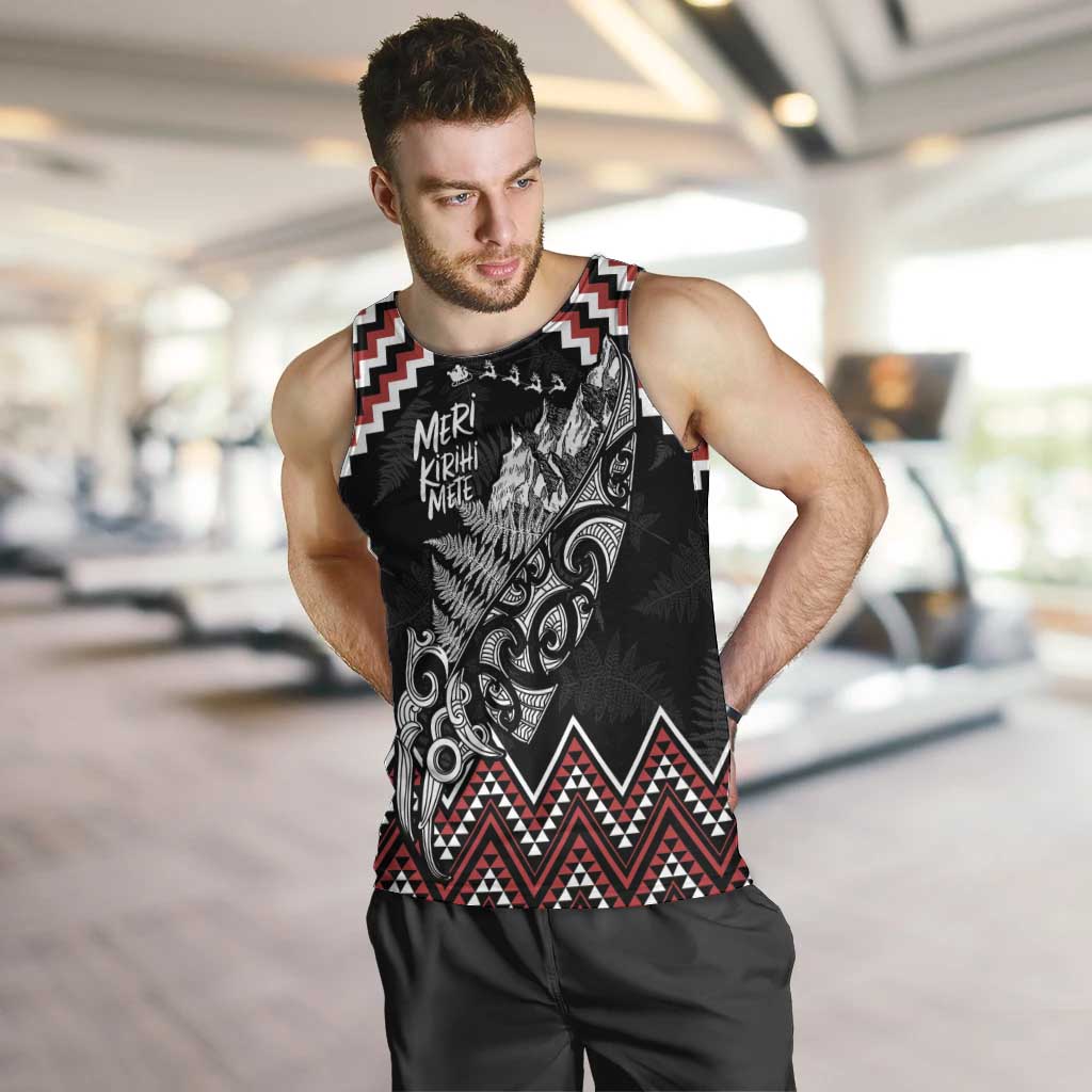 New Zealand Christmas Taniko Poutama Men Tank Top Mountainscape Maori Fern - Aussie Hoodie