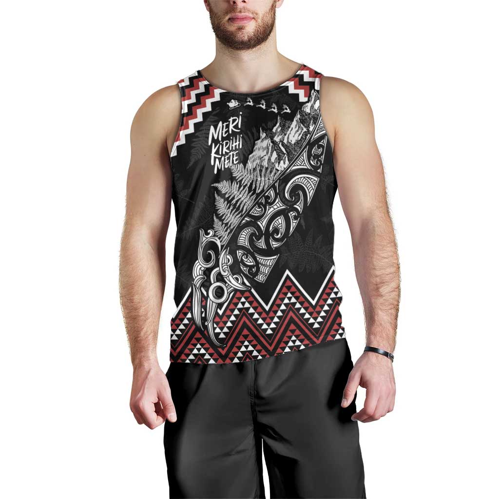 New Zealand Christmas Taniko Poutama Men Tank Top Mountainscape Maori Fern - Aussie Hoodie
