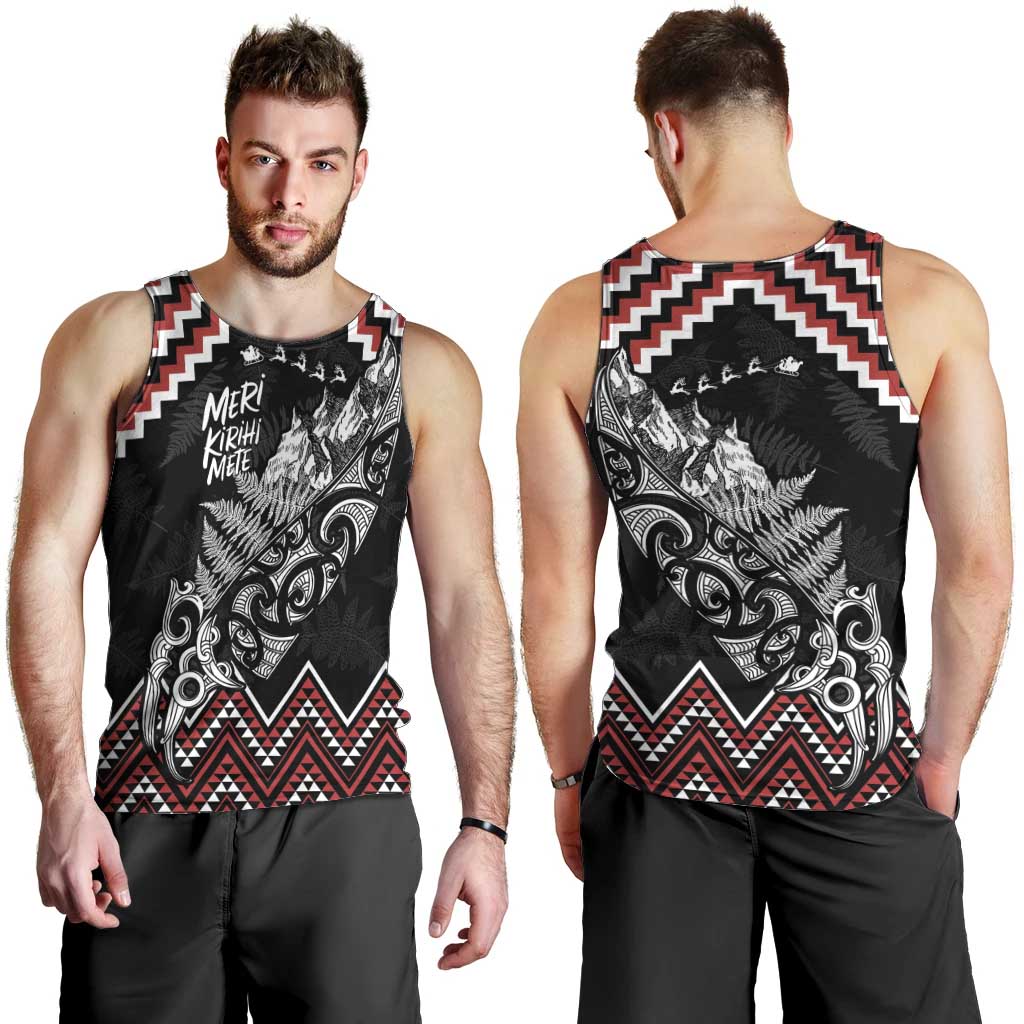 New Zealand Christmas Taniko Poutama Men Tank Top Mountainscape Maori Fern - Aussie Hoodie