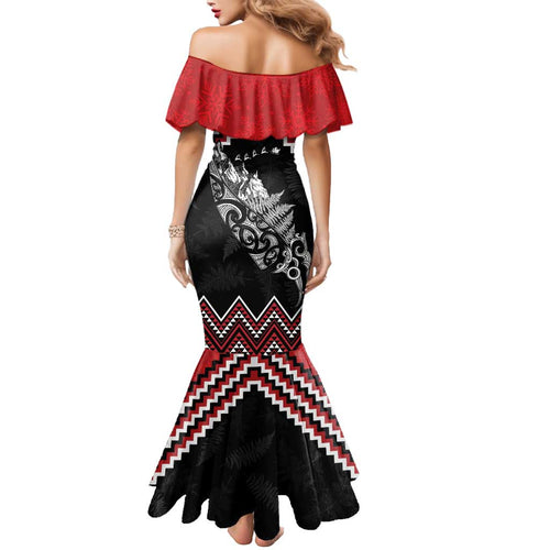 New Zealand Christmas Taniko Poutama Mermaid Dress Mountainscape Maori Fern - Aussie Hoodie