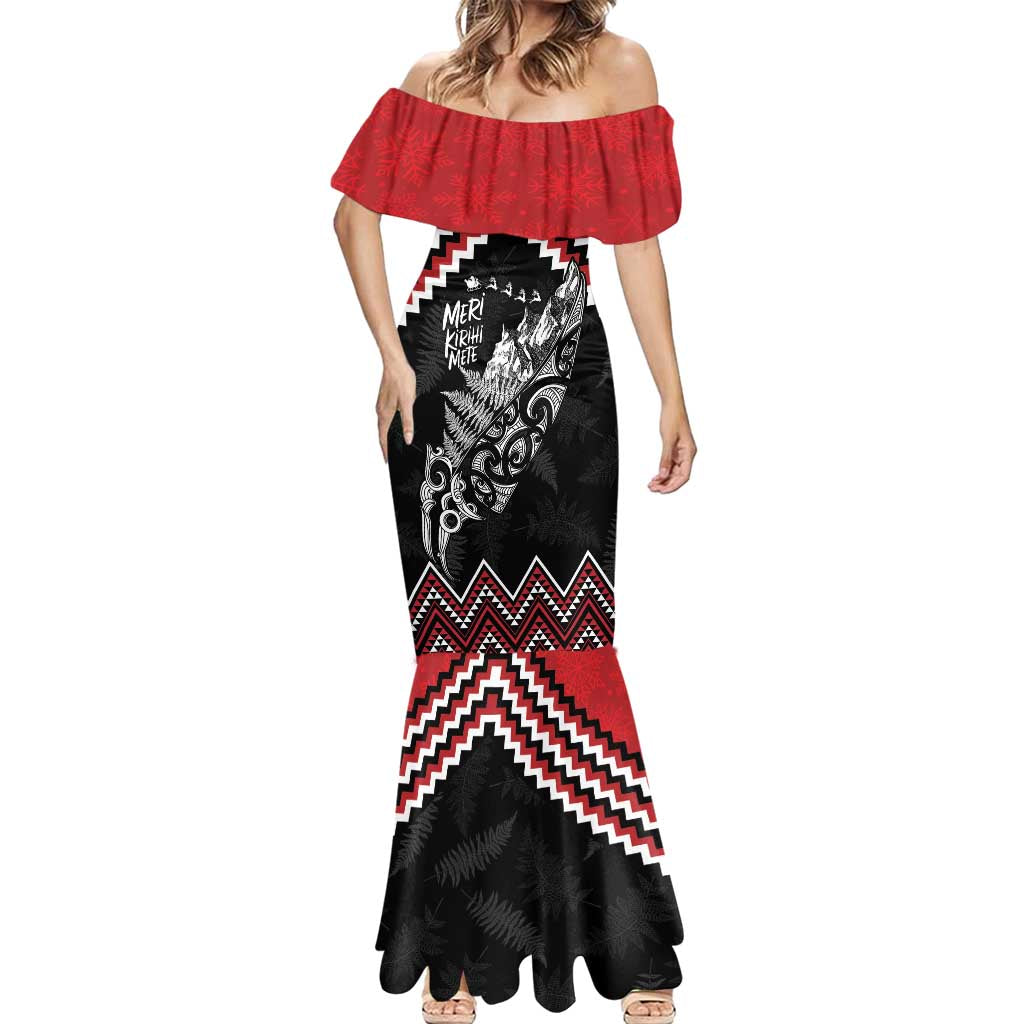 New Zealand Christmas Taniko Poutama Mermaid Dress Mountainscape Maori Fern - Aussie Hoodie