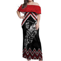 New Zealand Christmas Taniko Poutama Off Shoulder Maxi Dress Mountainscape Maori Fern - Aussie Hoodie